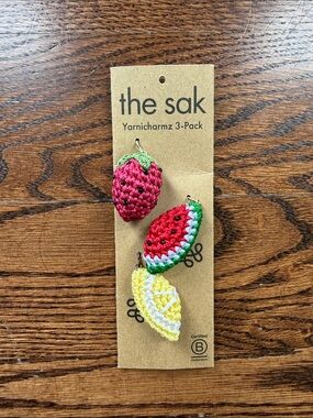 the sak Hand-Crocheted Fruit Charm Trio – Red, Green, Yellow
